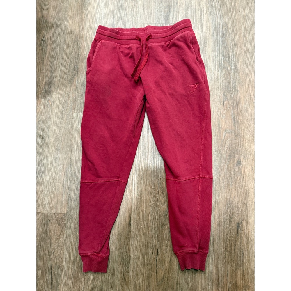 Gymshark Mens Tapered Joggers Red Athletic Sweatpants Medium Pockets Drawstring